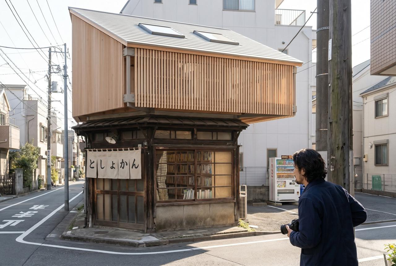 Neighborhood library, Yanaka corner plot, 2020