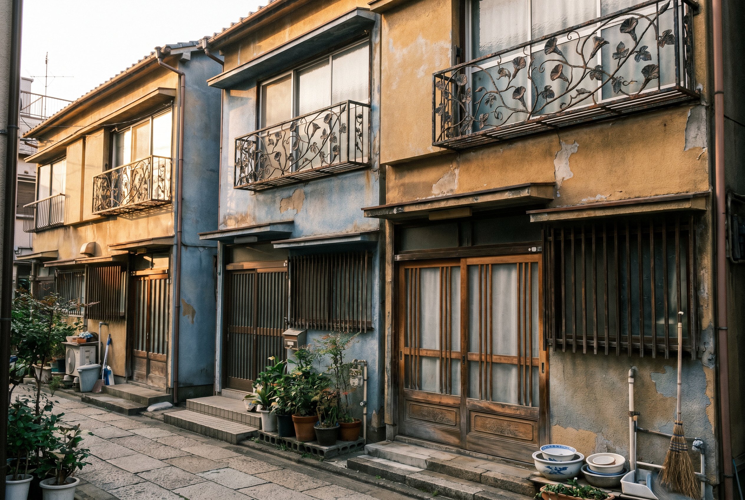 Morning-glory railings, twelve houses in Asakusa 4-chome