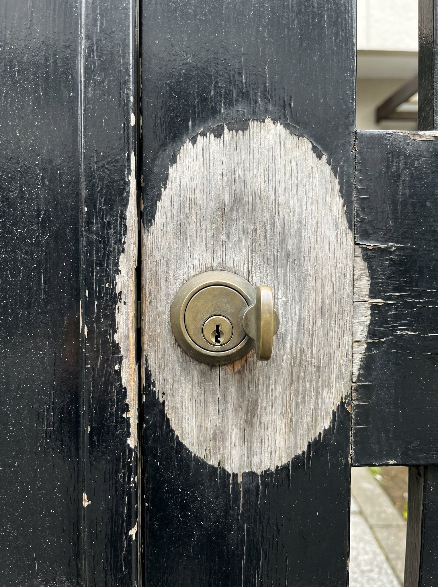 A lock worn through